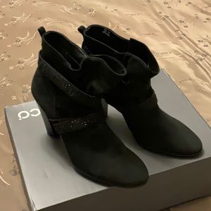 Ecco SHAPE 75 low cut boots, size 41 (10 - 10.5), black with sparkle straps